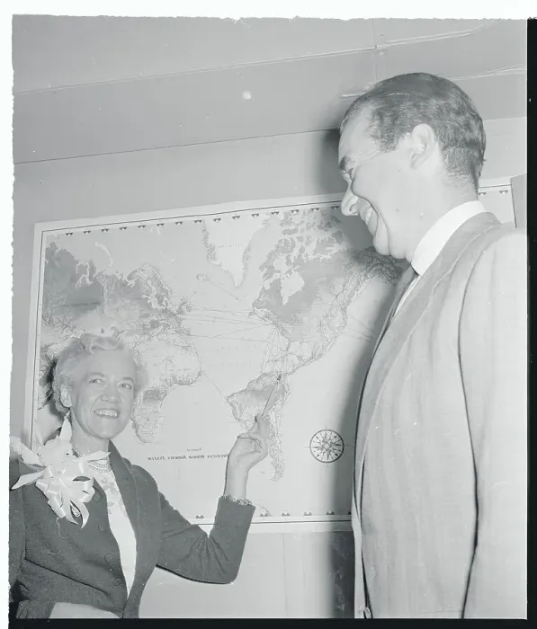 Framed Print : Margaret Chase Smith Pointing to a Map