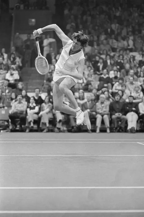 Framed Print : Margaret Court Jumping During Tennis Match
