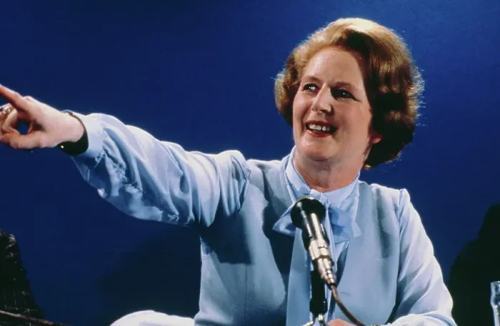 Framed Print : Margaret Thatcher Gesturing While at Microphone Framed Print : Margaret Thatcher Gesturing While at Microphone