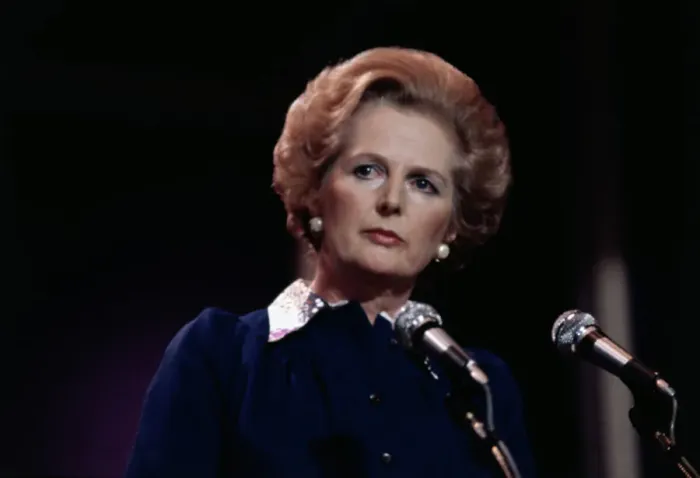 Framed Print : Margaret Thatcher at Microphones