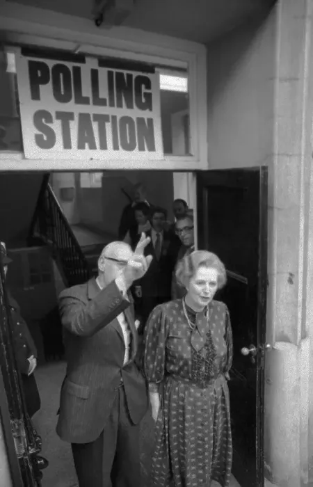 Framed Print : Margaret Thatcher at Polling Station
