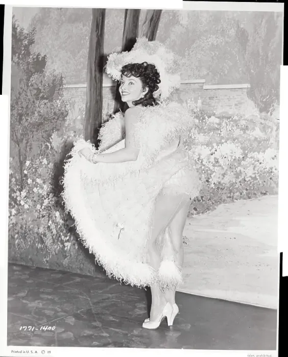 Framed Print : Mari Blanchard Posing in Frilly Costume Framed Print : Mari Blanchard Posing in Frilly Costume