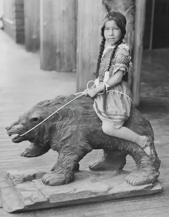 Framed Print : Maria Bullchild Rides The Bear