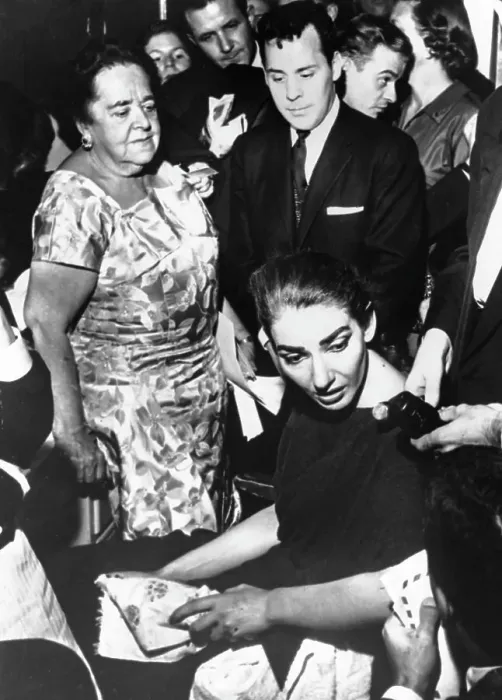 Framed Print : Maria Callas Holds Dressing Room Press Conference Framed Print : Maria Callas Holds Dressing Room Press Conference