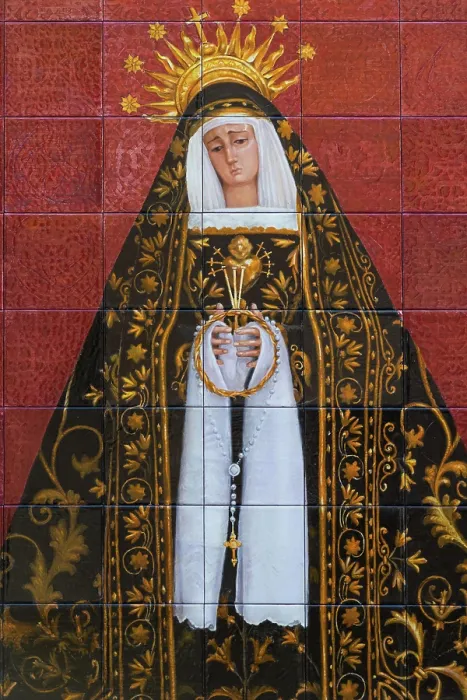 Framed Print : Maria, Mater Dolorosa, tile painting Framed Print : Maria, Mater Dolorosa, tile painting