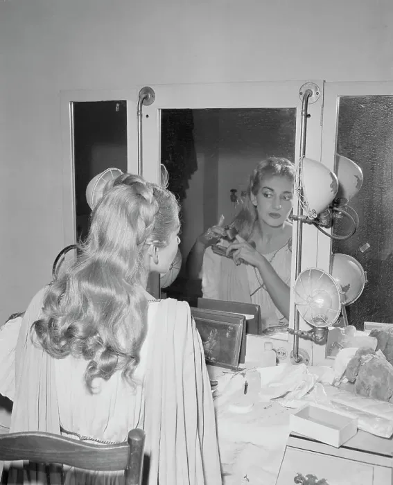 Framed Print : Maria Meneghini Callas Checking Makeup Framed Print : Maria Meneghini Callas Checking Makeup