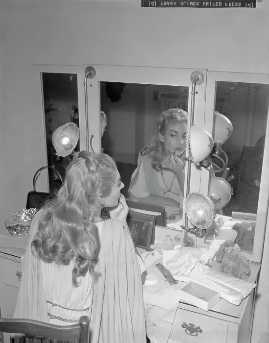Framed Print : Maria Meneghini Callas Checking Makeup Framed Print : Maria Meneghini Callas Checking Makeup
