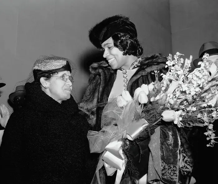 Framed Print : Marian Anderson Holding Flowers with Mother Framed Print : Marian Anderson Holding Flowers with Mother