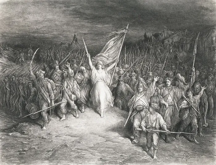 Framed Print : Marianne Leading French into Battle Framed Print : Marianne Leading French into Battle