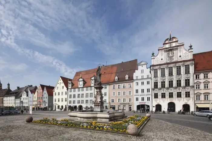 Framed Print : Marie Fountain, Town Hall, Main Square, Landsberg am Lech, Upper Bavaria, Bavaria, Germany, Europe Framed Print : Marie Fountain, Town Hall, Main Square, Landsberg am Lech, Upper Bavaria, Bavaria, Germany, Europe