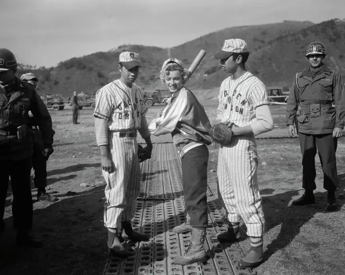 Marilyn Monroe with Korean Baseball Players Print. Art Prints