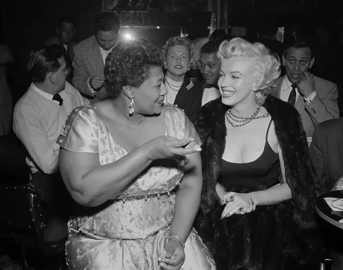 Framed Print : Marilyn Monroe with Ella Fitzgerald Framed Print : Marilyn Monroe with Ella Fitzgerald