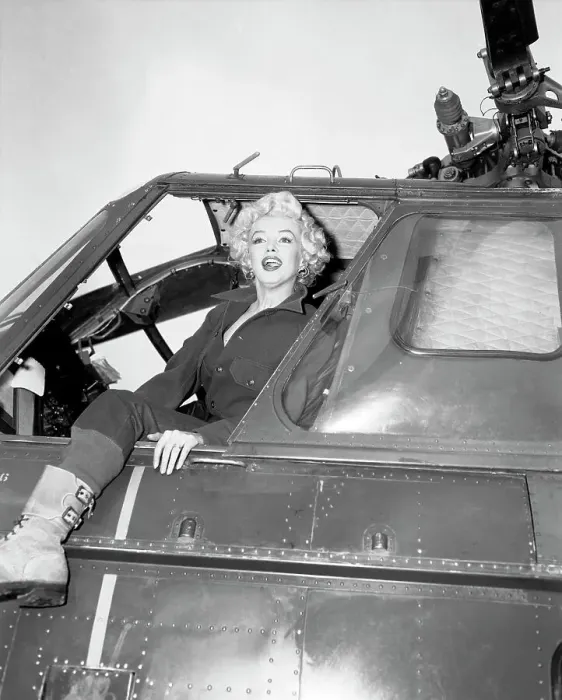Framed Print : Marilyn Monroe in Helicopter Framed Print : Marilyn Monroe in Helicopter