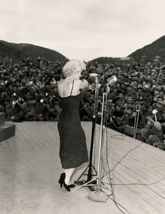 Framed Print : Marilyn Monroe Sings for Troops Framed Print : Marilyn Monroe Sings for Troops