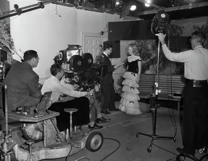 Framed Print : Marilyn Monroe Standing in Front of Camera with Director Framed Print : Marilyn Monroe Standing in Front of Camera with Director