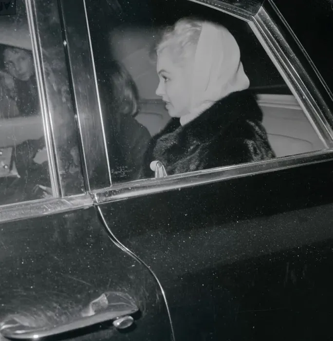 Framed Print : Marilyn Monroe Wearing a Scarf and Sitting in Car Framed Print : Marilyn Monroe Wearing a Scarf and Sitting in Car