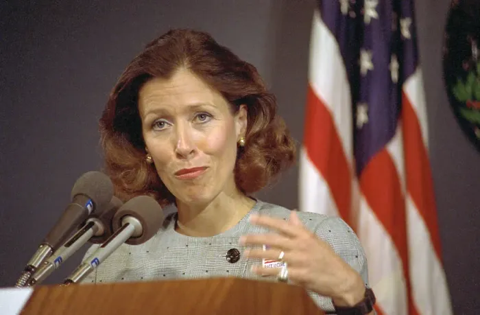 Framed Print : Marilyn Quayle Speaking at a Press Conference Framed Print : Marilyn Quayle Speaking at a Press Conference