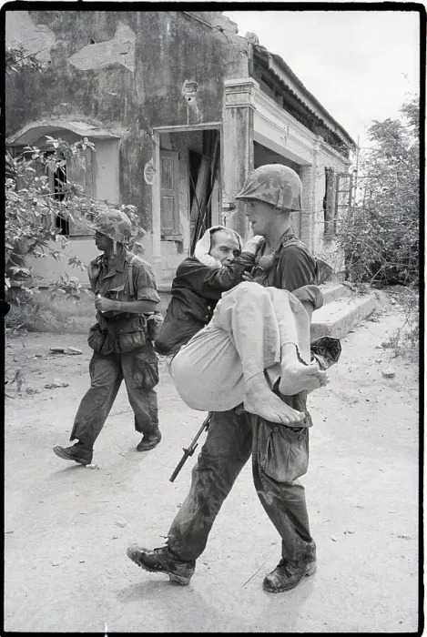 Framed Print : Marine Carries Sick Senior Vietnamese Framed Print : Marine Carries Sick Senior Vietnamese