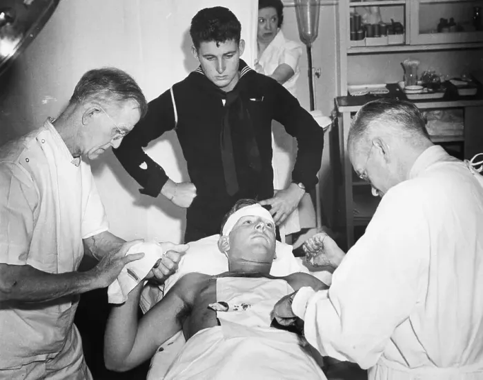 Framed Print : Marine in Hospital Bed Injured Framed Print : Marine in Hospital Bed Injured