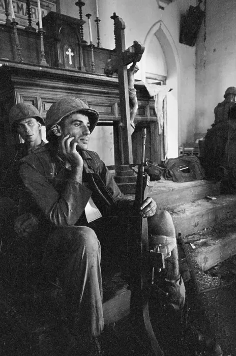 Framed Print : Marine Sits By Altar Of Catholic Church Framed Print : Marine Sits By Altar Of Catholic Church