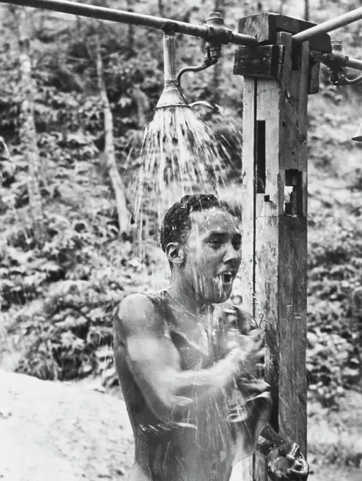 Framed Print : Marine Takes a Shower in Okinawa Framed Print : Marine Takes a Shower in Okinawa
