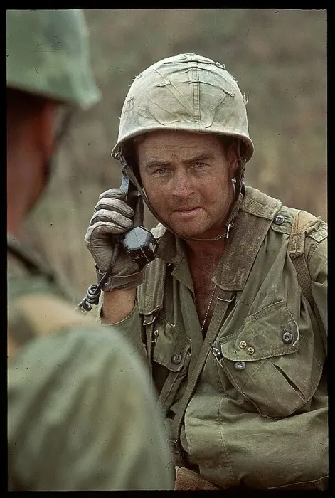 Framed Print : Marine Talking on Field Radio Phone Framed Print : Marine Talking on Field Radio Phone