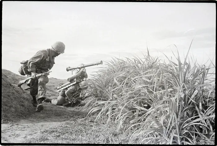 Framed Print : Marine Walking Behind Rifle Team Framed Print : Marine Walking Behind Rifle Team