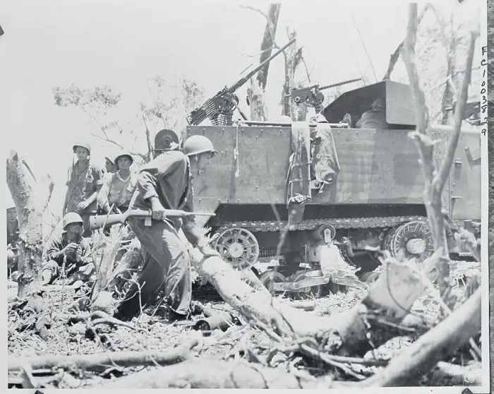 Framed Print : US Marines and Armor on Palau 1944 Framed Print : US Marines and Armor on Palau 1944