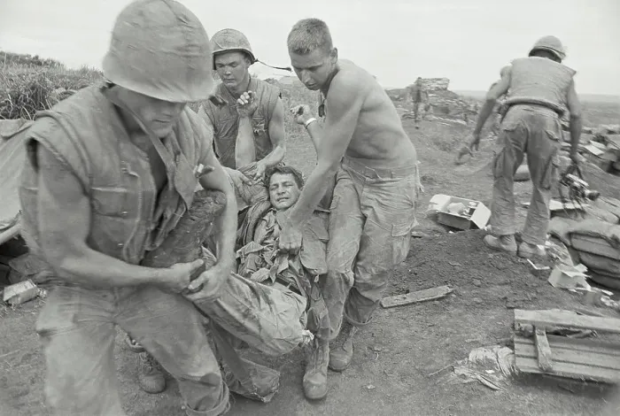 Framed Print : Marines Carrying Wounded Soldier