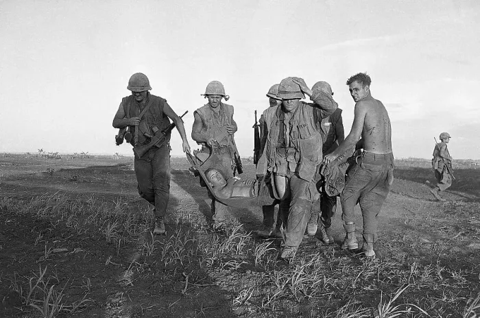 Framed Print : Marines Carrying Wounded, Vietnam Framed Print : Marines Carrying Wounded, Vietnam