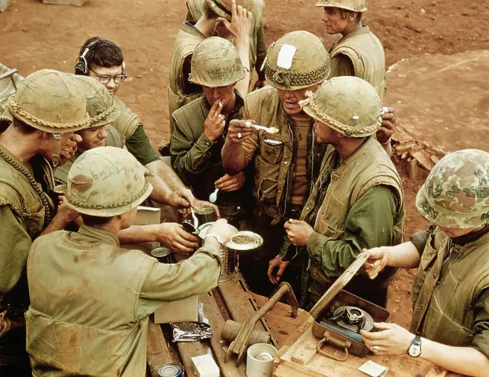 Framed Print : US Marines Eating Fruit Cocktail Framed Print : US Marines Eating Fruit Cocktail