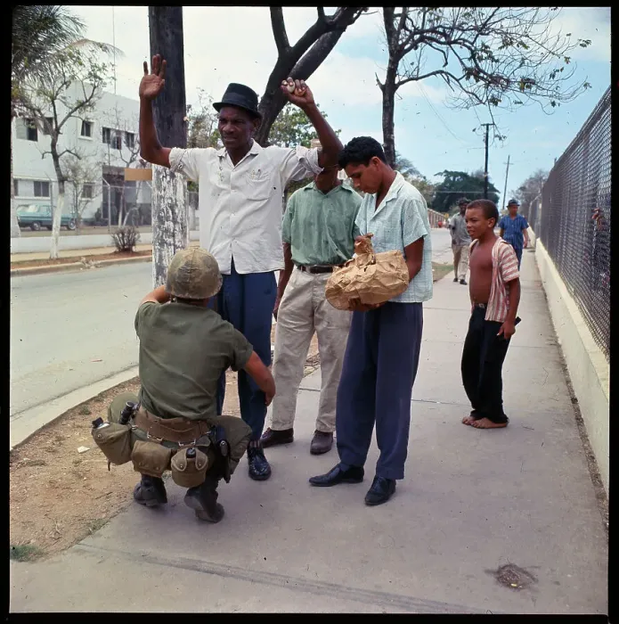 Framed Print : US Marines Frisking Dominican Citizen Framed Print : US Marines Frisking Dominican Citizen
