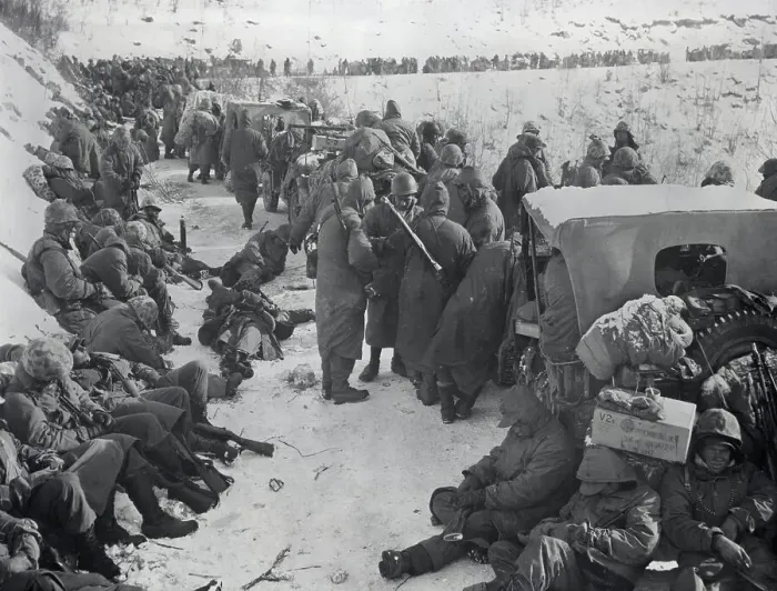 Framed Print : Marines Halted in Progress on Icy Road Framed Print : Marines Halted in Progress on Icy Road