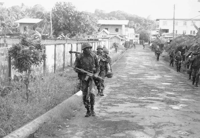 Framed Print : US Marines Invading Grenada Framed Print : US Marines Invading Grenada