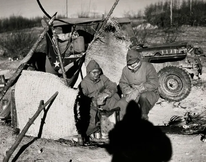 Framed Print : Marines Keeping Warm in Korea Framed Print : Marines Keeping Warm in Korea