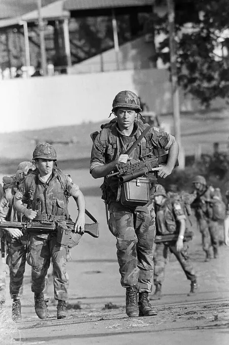 Framed Print : Marines Marching on Street Patrol Framed Print : Marines Marching on Street Patrol