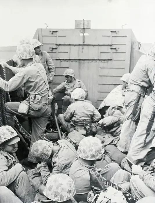 Framed Print : Marines Ready To Land From Landing Craft Framed Print : Marines Ready To Land From Landing Craft