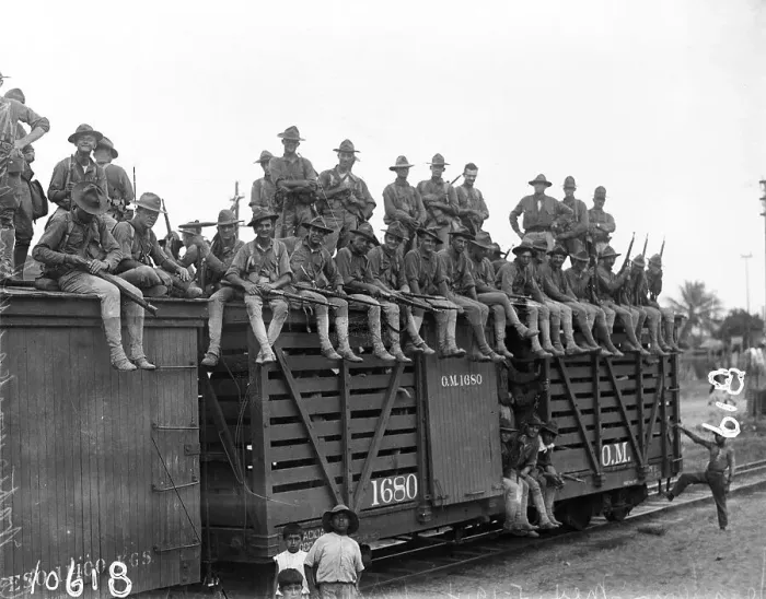 Framed Print : Marines Seated, Standing On Train Framed Print : Marines Seated, Standing On Train