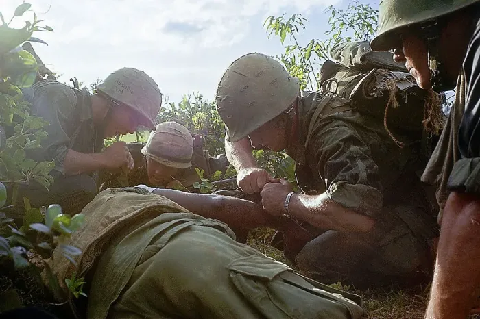 Framed Print : Marines Treating Wounded Comrade Framed Print : Marines Treating Wounded Comrade