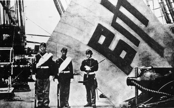 Framed Print : US Marines w / captured Korean flag Framed Print : US Marines w / captured Korean flag