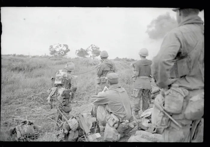 Framed Print : Marines Watching Napalm Strikes Framed Print : Marines Watching Napalm Strikes