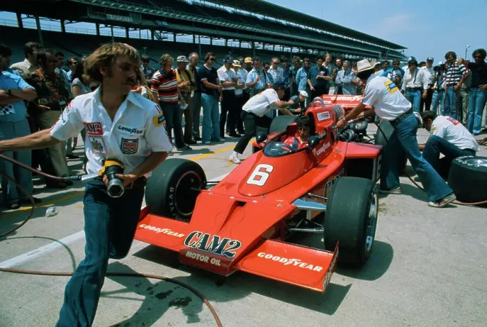 Framed Print : Mario Andretti in Pit Stop Practice Framed Print : Mario Andretti in Pit Stop Practice