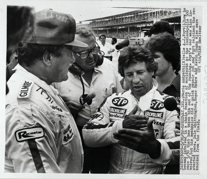 Framed Print : Mario Andretti Talking to A.J. Foyt Framed Print : Mario Andretti Talking to A.J. Foyt