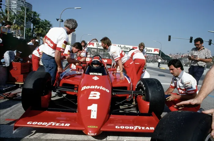 Framed Print : Mario Andretti at Toyota Long Beach Grand Prix Race 1985