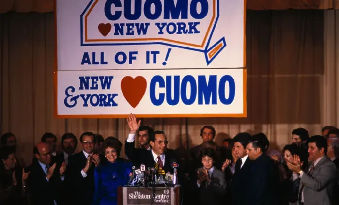 Framed Print : Mario Cuomo at Podium and Waving at Election Ceremonies Framed Print : Mario Cuomo at Podium and Waving at Election Ceremonies