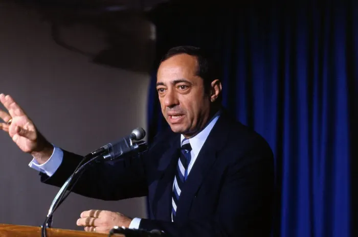 Framed Print : Mario Cuomo at Press Conference Framed Print : Mario Cuomo at Press Conference