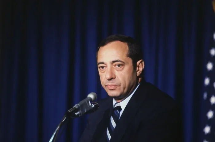 Framed Print : Mario Cuomo at Press Conference Framed Print : Mario Cuomo at Press Conference