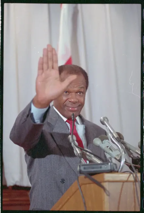 Framed Print : Marion Barry Gesturing at News Conference