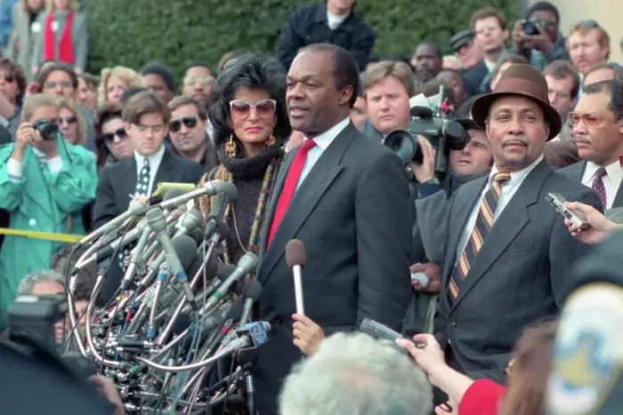 Framed Print : Marion Barry Speaking to Press with Wife Framed Print : Marion Barry Speaking to Press with Wife