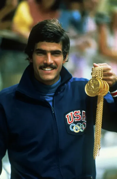 Framed Print : Mark Spitz Holding Five Gold Medals Framed Print : Mark Spitz Holding Five Gold Medals